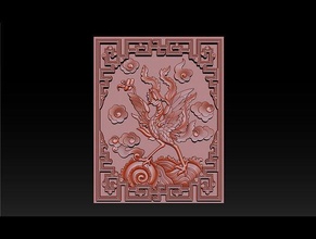 phoenix - deco dragon unicorn turtle wood carving wonder statue carved wooden pagoda cnc relief model stl 3d artcam art sculptures 3d print model - Mito3D