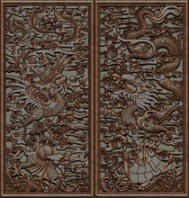 phoenix dragon woodcarving art wonder statue folding screen antique vietnamese gilt carved wood temple panel mathematical 3d print model - Mito3D