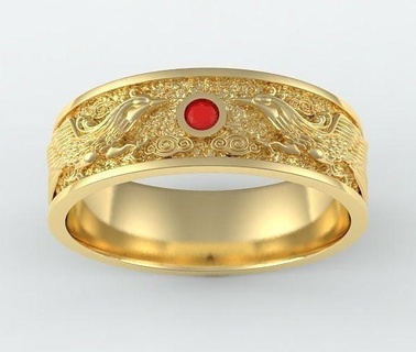 fénix pequeña banda anillo rubí diamante oro plata pulsera joya joyería arete lujo imprimible colgante pendiente anillos 3d print model - Mito3D