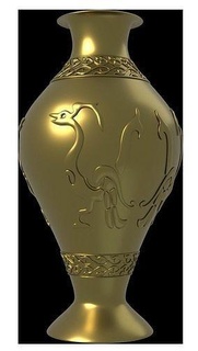 photorealistic embossment gold vase art ancient antique retro interior houseware design container brass decorative items metal vintage statue silver sculptures 3d print model - Mito3D