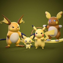 pichu entwicklungen pokémon pokemons pokemongo saitama lampe spiele zbrush drucken pikachu raichu alaraichu nintendo spielzeuge 3d print model - Mito3D