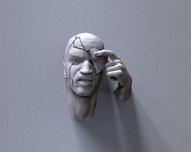 picking up pieces - art piece modern contemporary sculpture decoration design face sculptures 3d print model - Mito3D