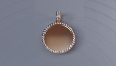 picture pendant - 2mm dia stones small photo picturependant photopendant jewelry gold diamond silver jewellery necklace fashion beauty gem rip pendants 3d print model - Mito3D