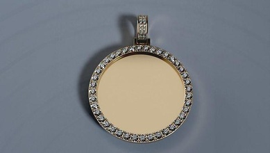 picture pendant - 3mm dia stones large photo picturependant photopendant jewelry gold diamond silver jewellery necklace fashion beauty gem rip pendants 3d print model - Mito3D