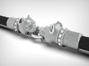 pieces bracelets pitbull 5 mm jewelry silver printable sterling vintag jewel gold animals cad platinum prototyping bracelet chain head animal dog pendants 3d print model - Mito3D