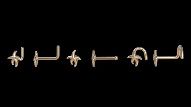 piercing e0-0000059 jewelry nose puncture twist bone l shape gold silver sea starfish other 3d print model - Mito3D