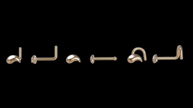 piercing e0-0000061 jewelry nose puncture twist bone l shape gold silver comma drop other 3d print model - Mito3D