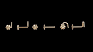 piercing e0-0000077 gioielli il naso puntura torsione l'osso forma a l oro argento fiore la pianta altri 3d print model - Mito3D