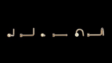 piercing e0-0010048 nose puncture twist bone l shape gold silver gem jewelry 3d print model - Mito3D