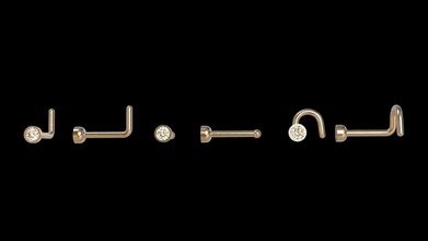 piercing e0-0010049 jewelry nose puncture twist bone l shape gold silver gem other 3d print model - Mito3D