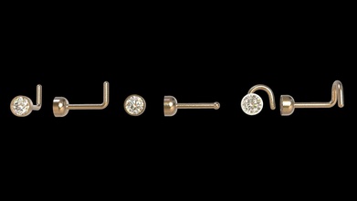 piercing e0-0010051 jewelry nose puncture twist bone l shape gold silver gem other 3d print model - Mito3D