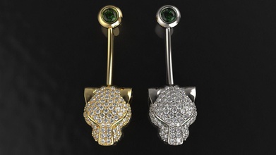 piercing leopardo cabeça jogos ouro joalheria prata diamante gema jóias jóia branco brilhante preto moda beleza safira rubi roupa diamantado colares 3d print model - Mito3D