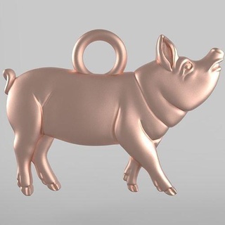 Schwein Anhänger Kunst 3d druckbar rosa Gold Zahl Design Schmuck 3d print model - Mito3D