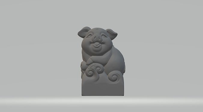 cerdo sello chino jade grabado escultura tormenta estudio Arte estatua grabador escaneos réplicas topacio coleccionable antiguo esculturas casa decoración 3D print model - Mito3D