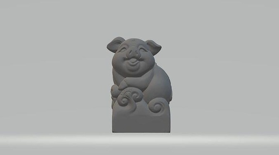 cerdo sello chino jade grabado escultura tormenta estudio Arte estatua grabador escaneos réplicas topacio coleccionable antiguo esculturas casa decoración 3d print model - Mito3D