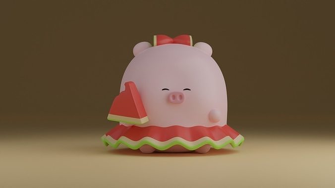 cerdo sandía animal mascota juguete 3dprinter 3dprint 3dpig 3d lindo juegos juguetes 3D print model - Mito3D