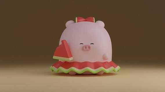 pig watermelon animal pet toy 3dprinter 3dprint 3dpig 3d cute games toys 3d print model - Mito3D
