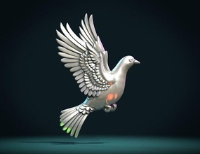 piccione bas relief uccello cielo piuma ali spirito colomba gioielleria arte sculture 3d print model - Mito3D