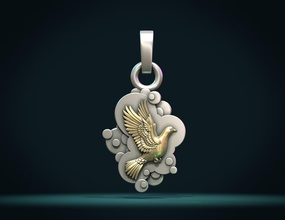 pigeon pendentif ciel esprit oiseau ailes charme bijoux pendentifs 3d print model - Mito3D