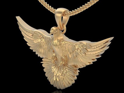 pigeon pendant silver gold printable jewelry 3d model sterling zbrush engagement necklace platinum fashion beauty design statue sculpture bird feather pendants 3d print model - Mito3D