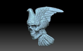 Piccione cranio coppia uccelli uccello colomba pedante bas sollievo gioielleria figurina scheletro arte 3d print model - Mito3D