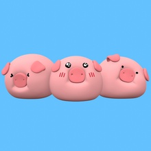 piggy bonito porco dos desenhos animados brinquedo animais mamífero jogos brinquedos de 3d print model - Mito3D