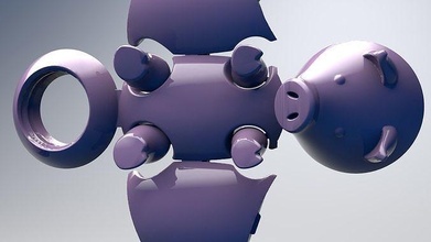 cerdito banco plegable 3d impresión hucha 3dprint decoración hogar conceptual moneda efectivo cerdo juguete ahorro jabali jamón carne casa 3d print model - Mito3D