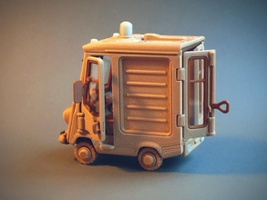 cerdito camioneta 3dprint impresión imprimible 3dprinting 3dprintable juguete montaje construcción partes dibujos animados caricaturista entrega stepvan camión niño childern coche vehiculo juegos juguetes 3d print model - Mito3D