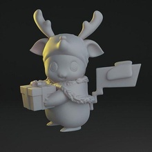 pikachu renne portant cadeau pokémon nintendo pokeball anime tcg formation jeu carte poussée art scans répliques 3d print model - Mito3D