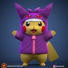 pikachu -gengar hoodie pokemon pokemongo pokemons eevee vaporeon jolteon flareon espeon umbreon leafeon galceon sylveon vulpix ninetales gengar halloween games toys 3d print model - Mito3D