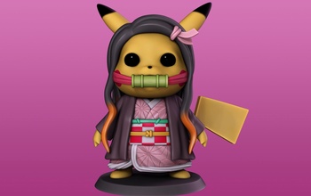 pikachu cosplay nezuko pokemon demonslayer collectible miniature anime art sculptures 3d print model - Mito3D