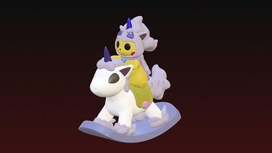 Pikachu caballo pokemon juguete divertido figura dibujos animados anime escultura Arte Navidad figurilla manga nintendo lindo vídeo juego captura trampa hombre tradicional héroe juegos juguetes 3d print model - Mito3D