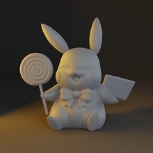 Pikachu sucette nintendo Pokémon poussée pokeball vidéo Jeu art scans répliques 3d print model - Mito3D