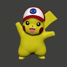 Pikachu entraîneur Pokémon jouet mignonne personnage art Jeu chef 3d 3dprint impression anime dessin animé Jeux jouets 3d print model - Mito3D