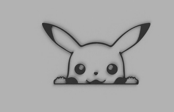 Pikachu mur image illustration art lapin mignonne animal l'amour mural décors cuisine Pokémon sculptures 3D print model - Mito3D