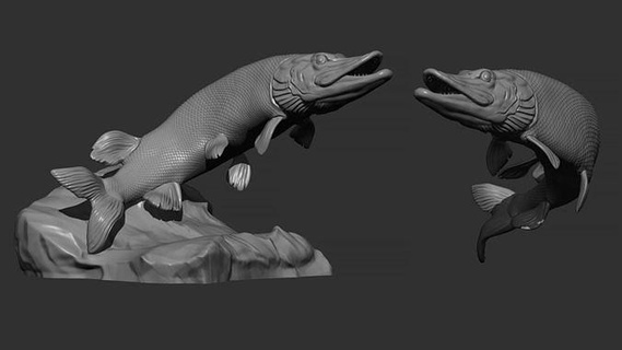 turna balığı balık Luce kriko minyatürler figürinler altın gümüş 3dprintble takı heykel cnc hayvanlar Sanat heykeller 3d print model - Mito3D