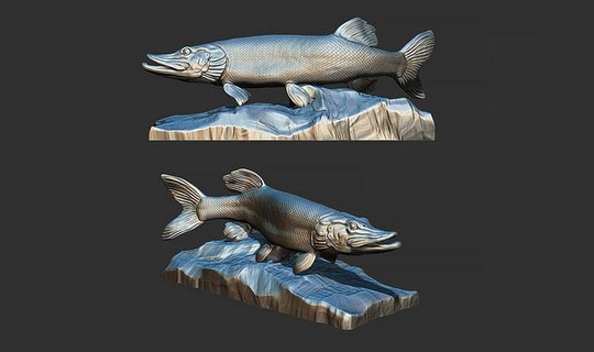 turna balığı balık temel Luce kriko minyatürler figürinler altın gümüş 3dprintble takı heykel cnc hayvanlar Sanat heykeller 3d print model - Mito3D