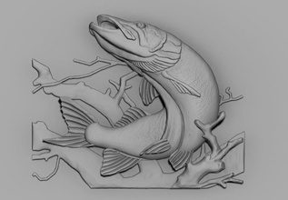 Pike Fisch Tier Lachs Wasser Kunst Skulpturen 3d print model - Mito3D