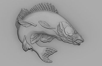 luccio pertica pesce animale gioielleria arte sculture 3d print model - Mito3D