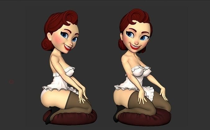 pin up nostaljik karikatür nsfw versiyon toplu iğne sanat heykeller 3D print model - Mito3D