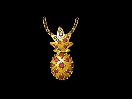 pino Mela pendente gioielleria stampabile diamante squillare moda prototipazione progettista leggero Fidanzamento nozze elegante dichiarazione oro fiore floreale ananas anelli 3d print model - Mito3D