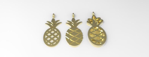 pineapple charms 15x7 mm jewelry charm pendant jewellery gold diamond printable silver fruit necklace pendants 3d print model - Mito3D