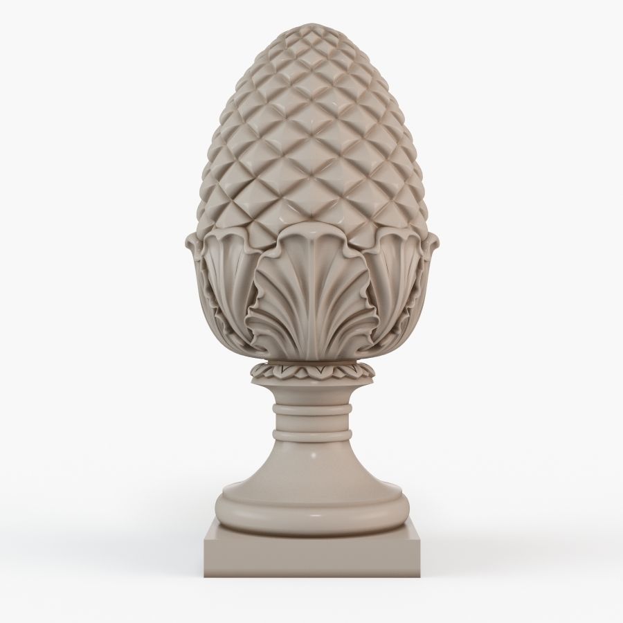 pomme pin corbeau colonne pilier escalier décor décorer sculpture architectural ornemental fleuron rampe classique artisanat artisan ornement sculpté maison 3D print model - Mito3D