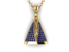 pingente senhora aparecida ouro joalheria prata piedosos jóias religião pingentes 3d print model - Mito3D