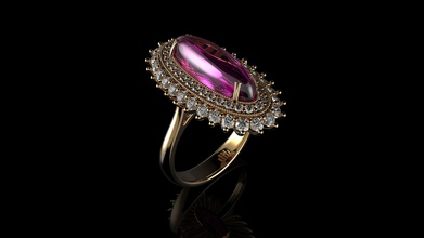 cabujón rosa de corte ovalado anillo zafiro gemone diamante n2 la joyería oro sterling joya boda el platino plata gem brillante ruby vintag esmeralda los anillos 3d print model - Mito3D