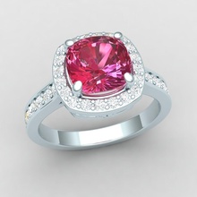 rosa cusion heiligenschein ring 3d modell juwel engagement hochzeit schmuck diamant silber engagem gold mode sterling weiß brillant saphir schönheit ringe ohrringe 3d print model - Mito3D