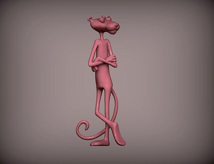 rosado pantera naturaleza figura juguete Arte personaje esculturas 3d impresión regalo modelo esculpir estatuilla niño juego cilindro 3d print model - Mito3D