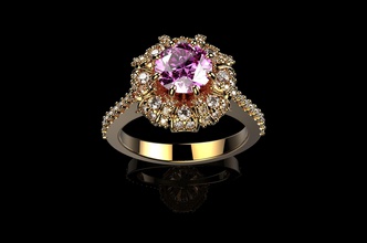 safira rosa gato anéis de diamante jóias ouro sterling o engajamento prata anel brilhantes pedra ruby moda beleza noivado solitaire 3d print model - Mito3D