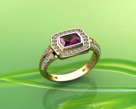 pink sapphire diamond ring 18k jewelry gold fashion silver sterling platinum brilliant ruby rings 3d print model - Mito3D