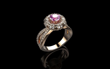 pink sapphire diamonds wumen ring jewelry gold gem diamond wedding silver fashion engagement white rose black jewel rings 3d print model - Mito3D